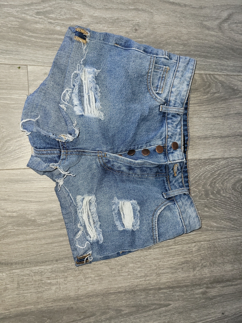 Fashion Nova Light Blue Distressed Denim Shorts